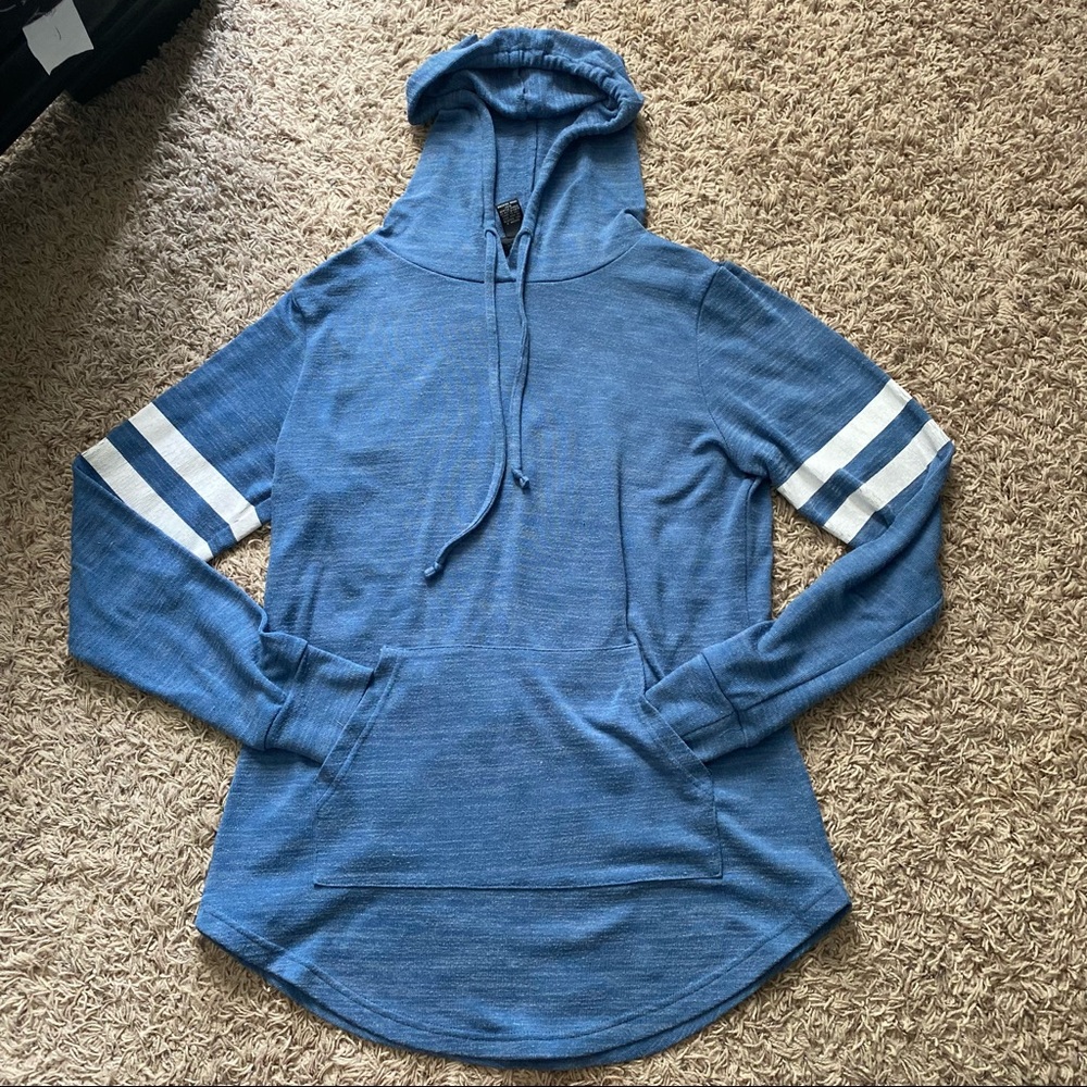 Rue21 Blue and White Striped Lightweight Hoodie